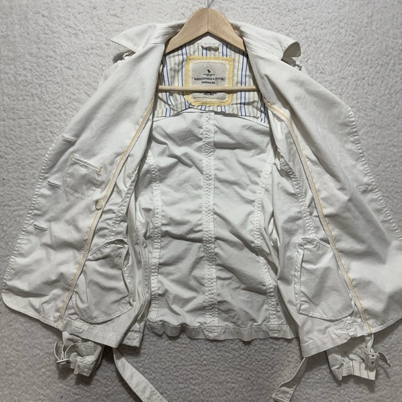 Abercormbie‎ & Fitch Womens Sz S White Double Breasted Naval Belt Jacket Coat - Picture 7 of 14